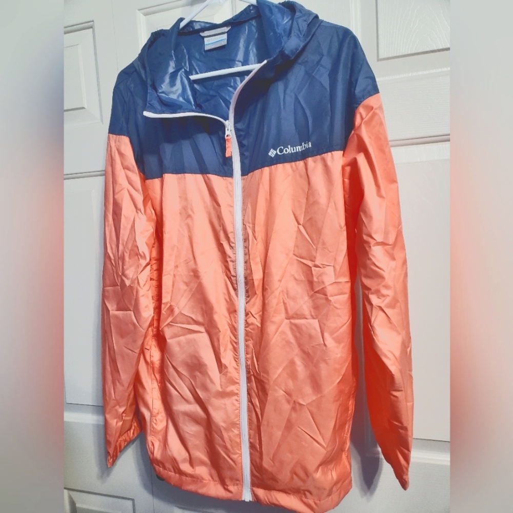 Columbia rain jacket, Men's Large, blue and pink